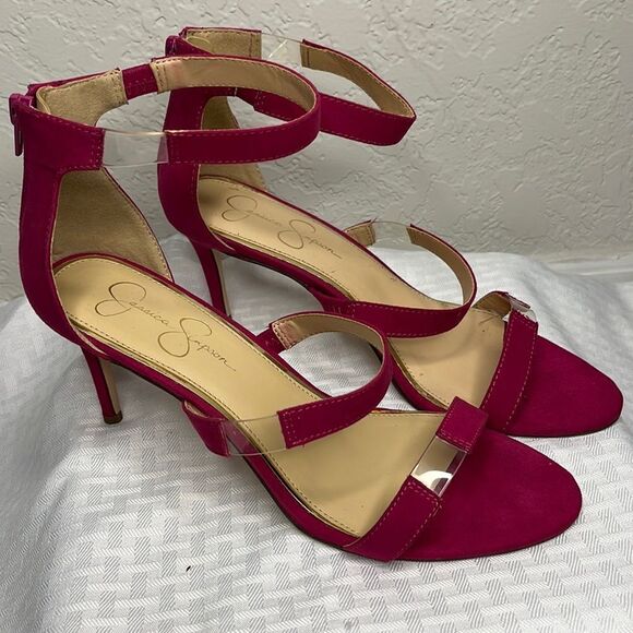 🌸 Jessica Simpson Fuchsia Sandal Pumps Size 9.5 - Picture 2 of 8